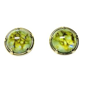 SHERMAN RARE Green Mojave Turquoise Semi-precious Gemstone Clip On Earrings